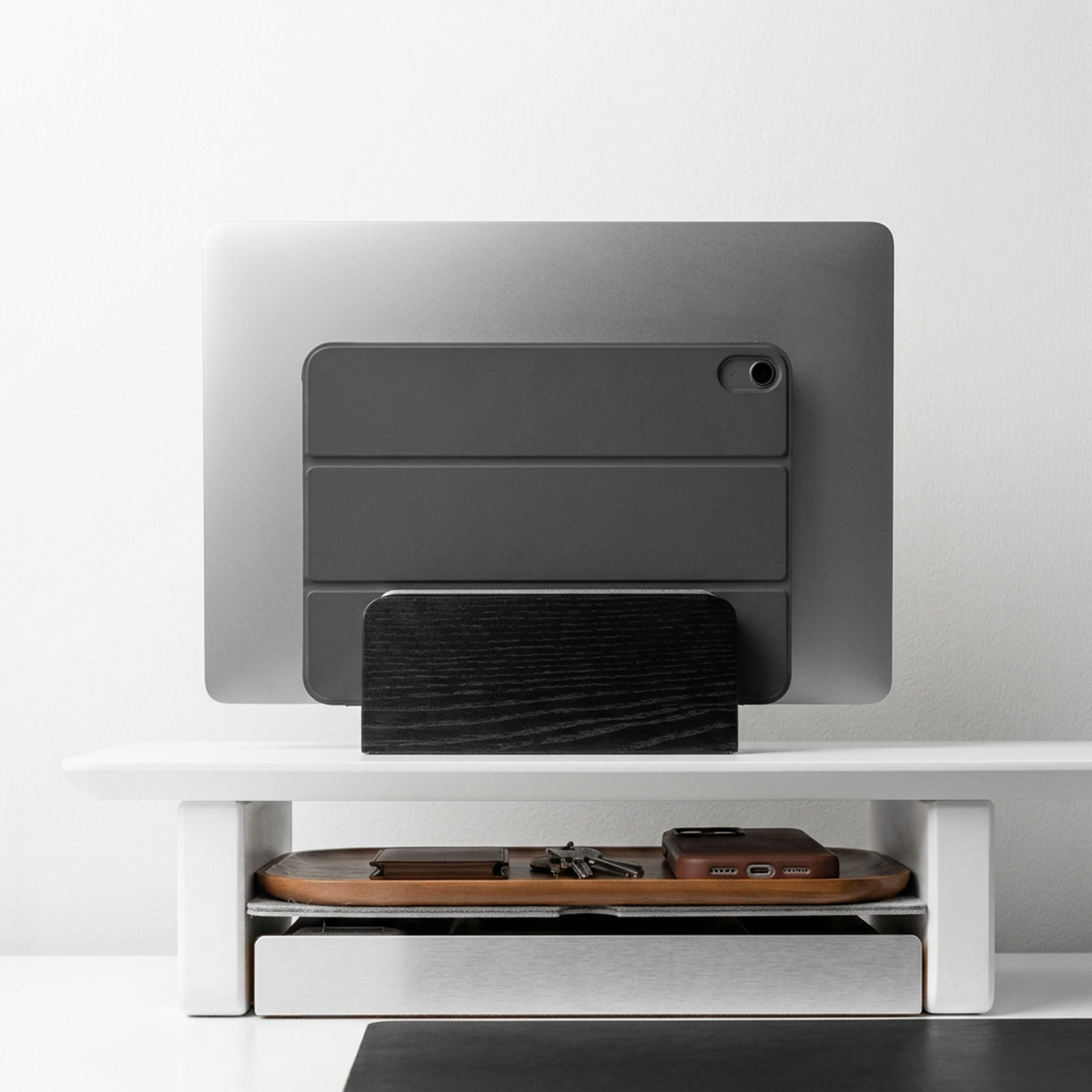Vertical Laptop Stand | Black Wood