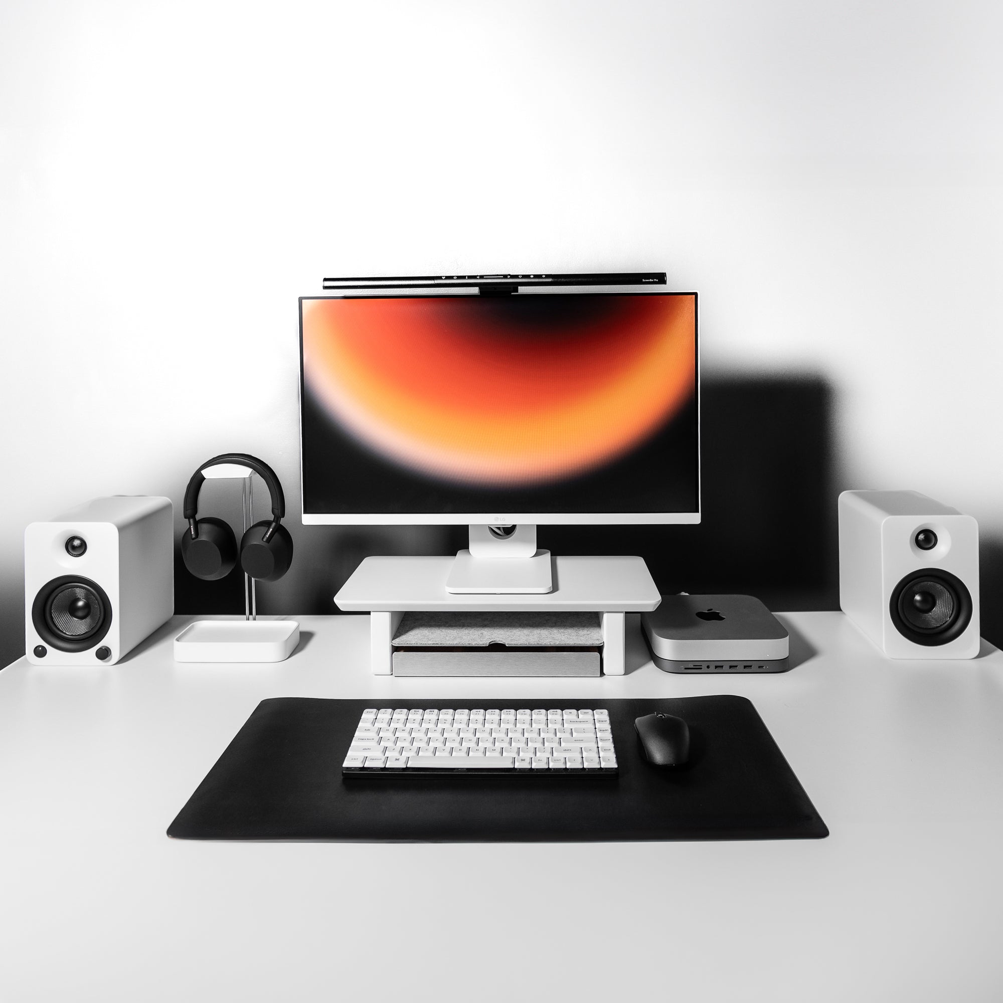 Desk Shelf White Setup Cockpit Dual Monitor Stand Grovemade Balolo