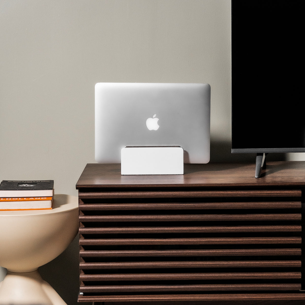 Vertical Laptop Stand | Adjustable | White