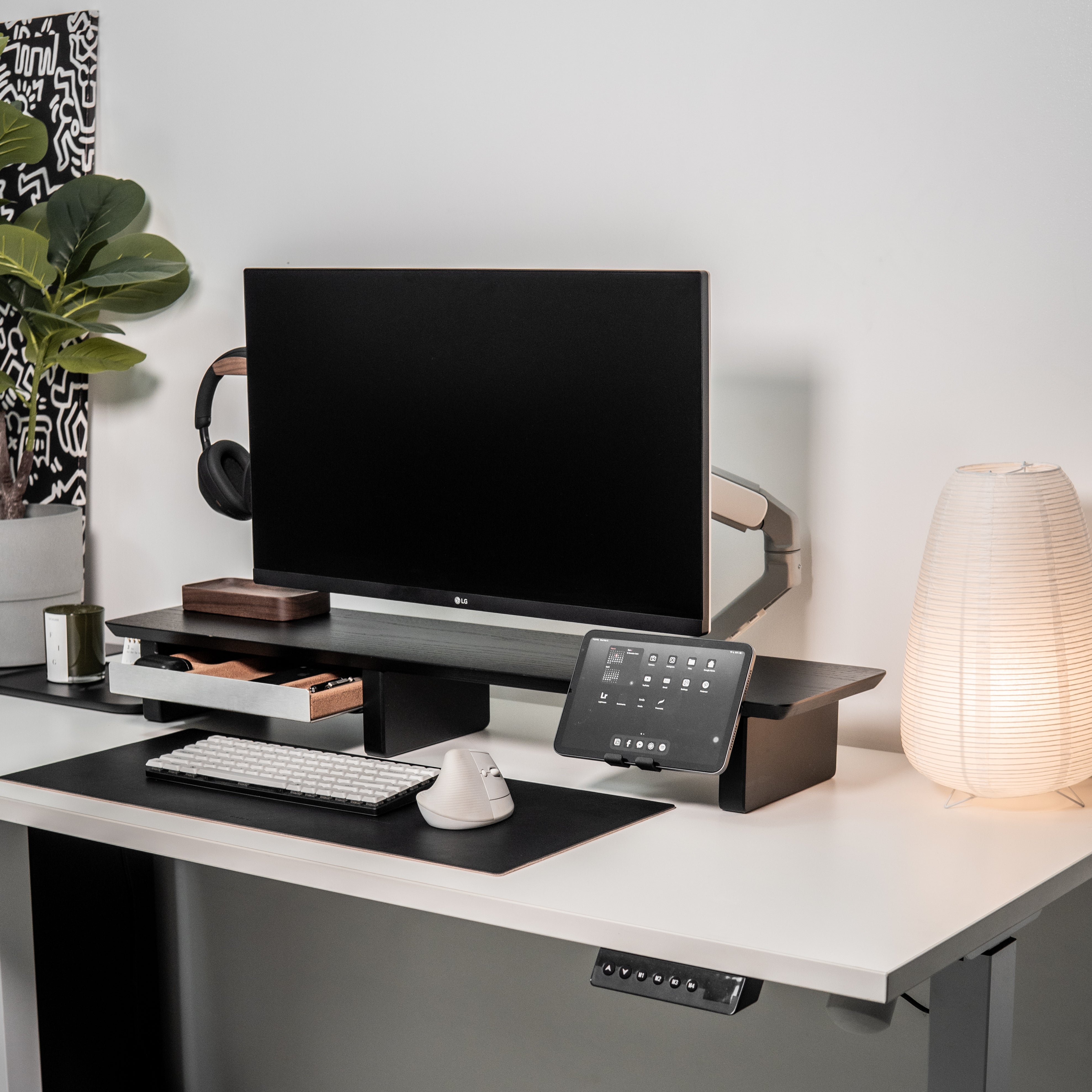 Desk Shelf System Monitor Stand | Black Wood