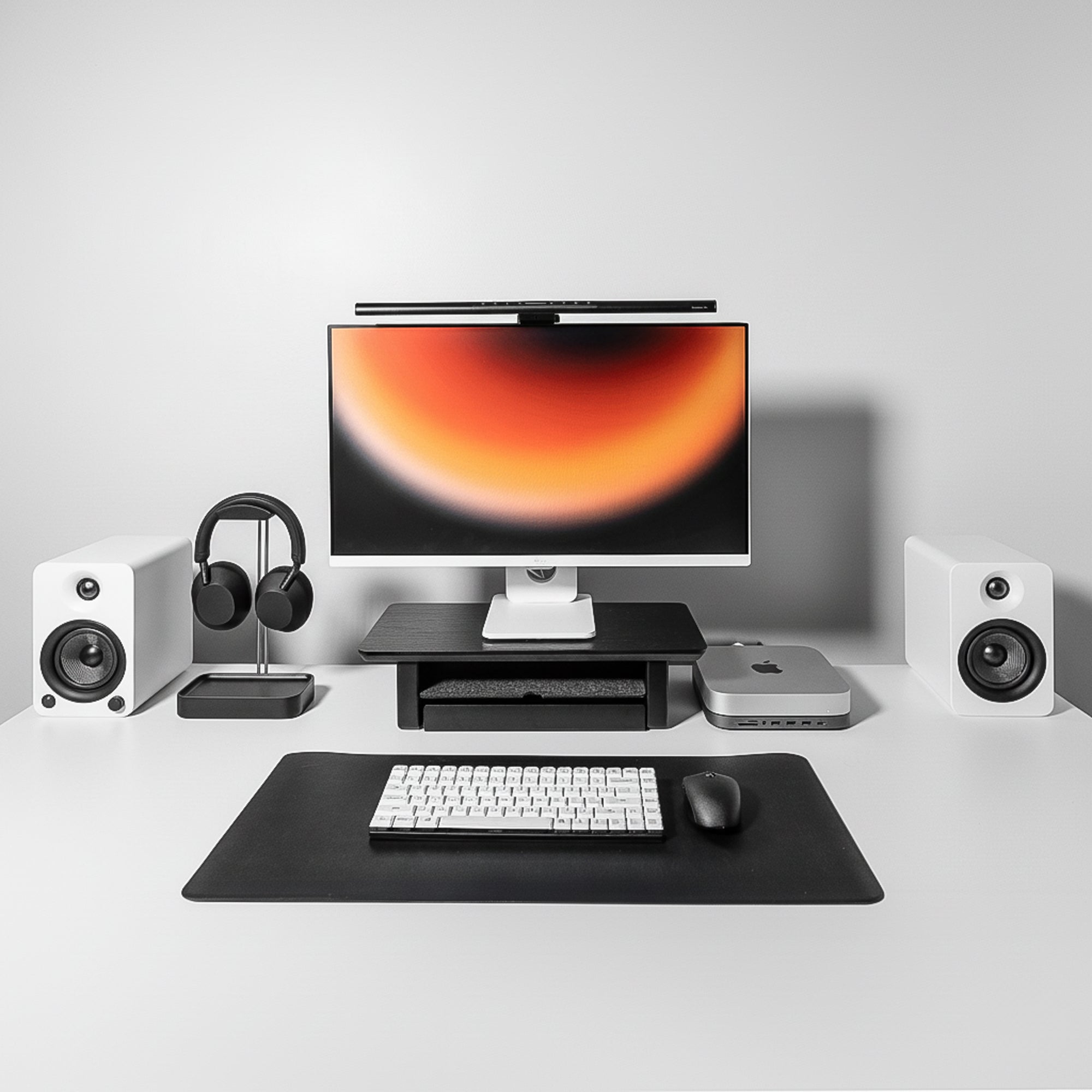 Desk Shelf System Monitor Stand | Black Wood