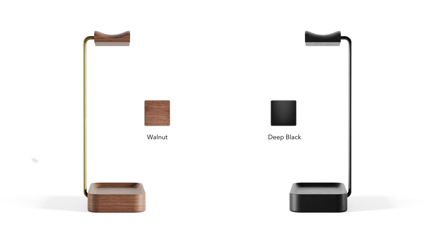 walnut vs black wood headset stand comparison