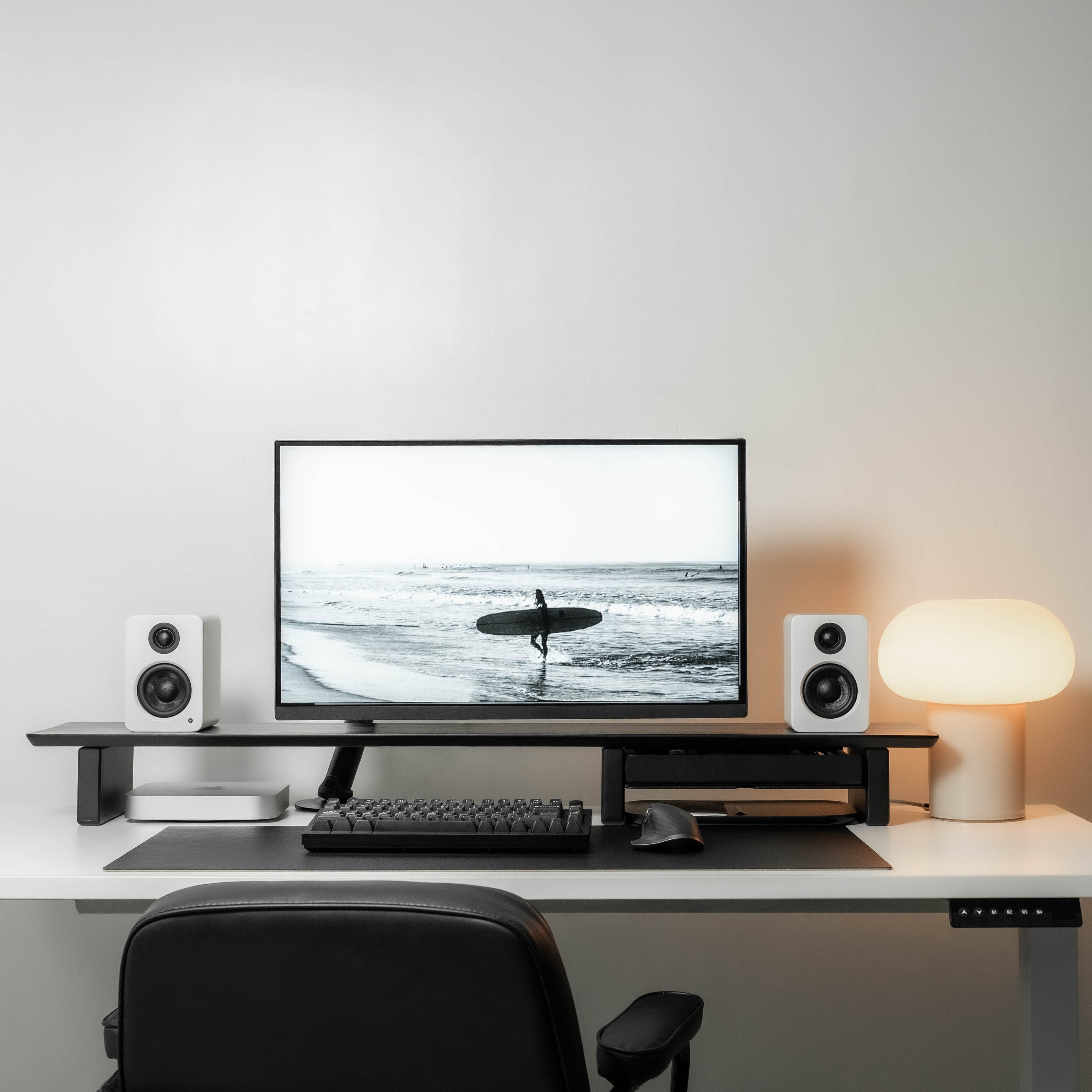 Desk Shelf System Monitor Stand | Black Wood