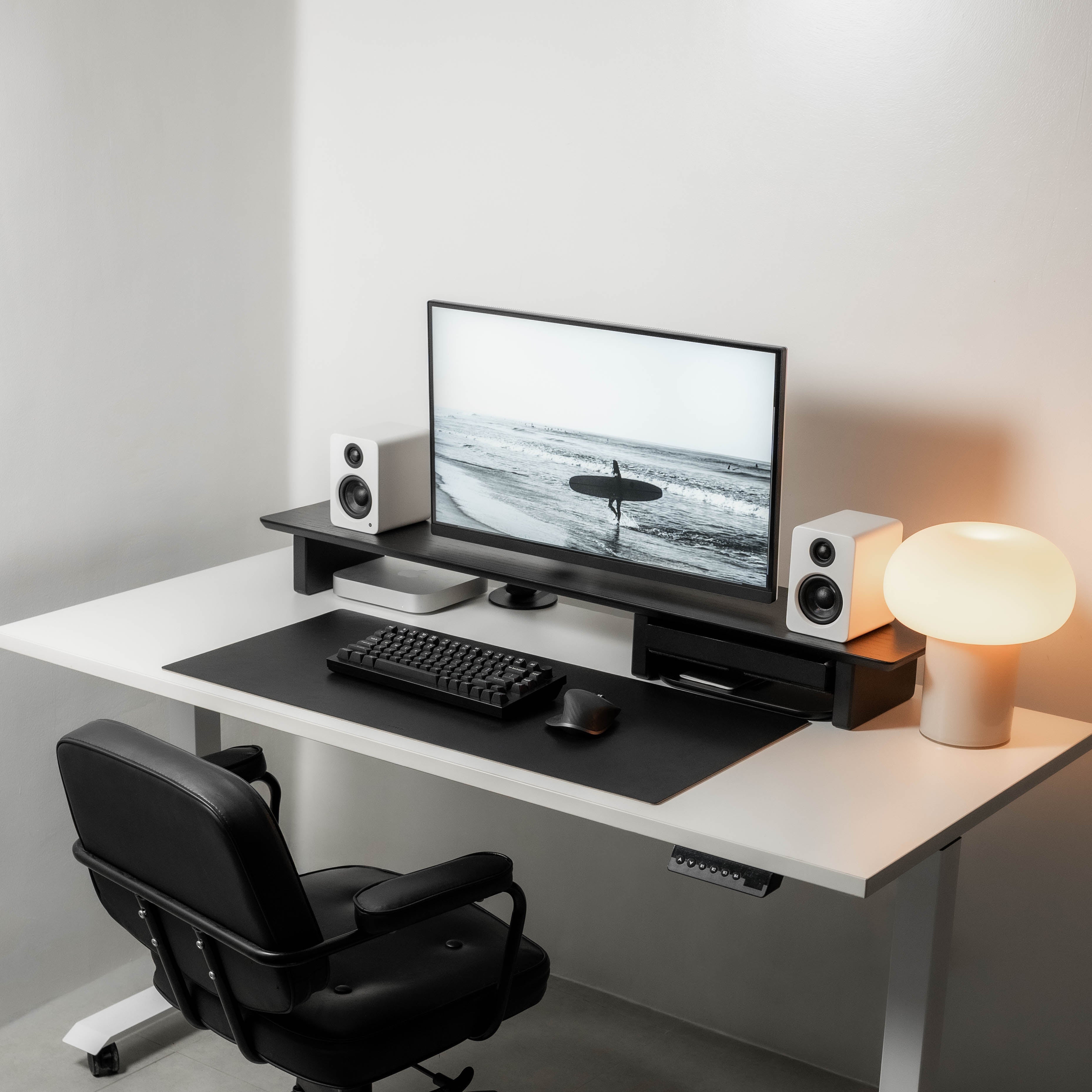 Desk Shelf System Monitor Stand | Black Wood