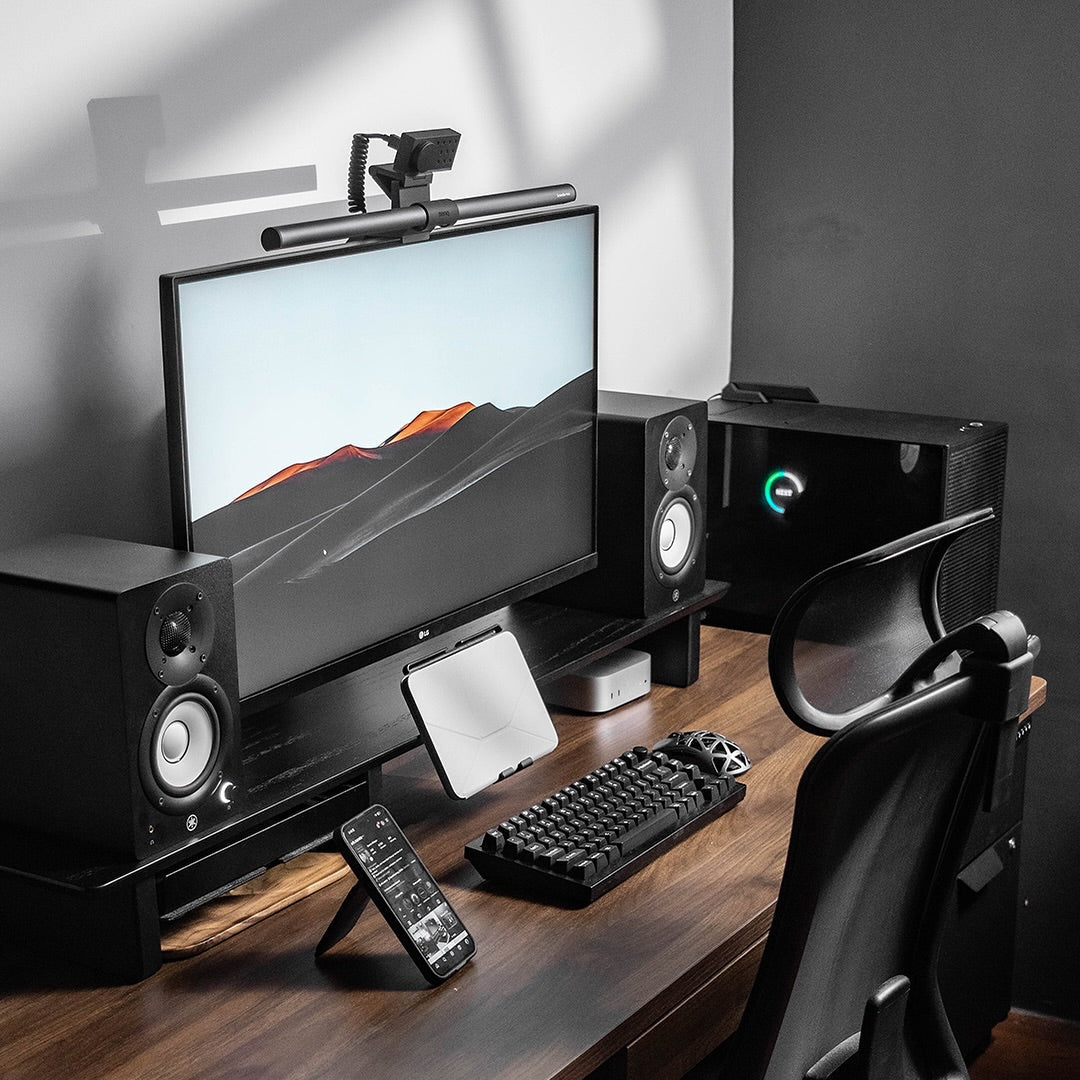 Desk Shelf System Monitor Stand | Black Wood