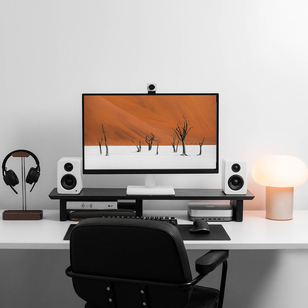 Desk Shelf System Monitor Stand | Black Wood