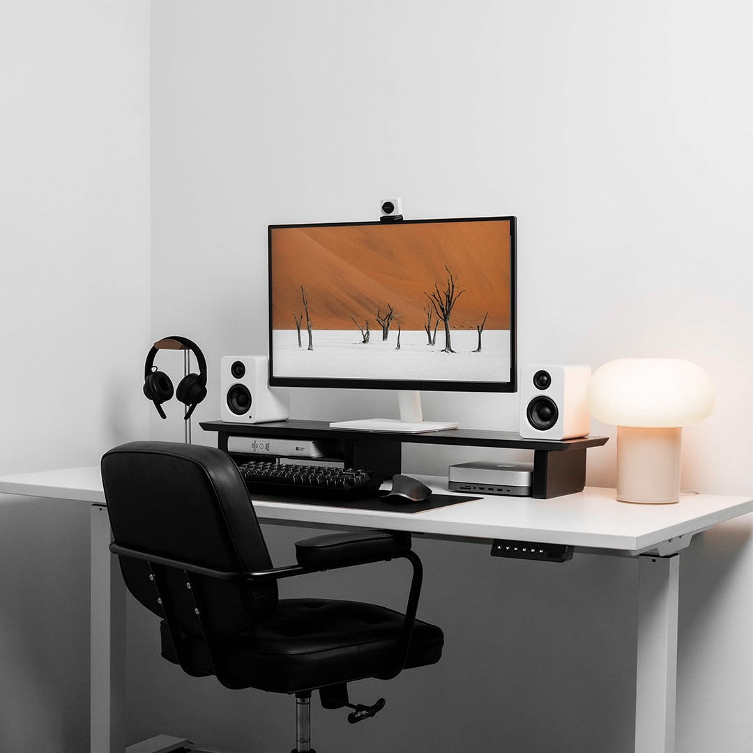 Desk Shelf System Monitor Stand | Black Wood