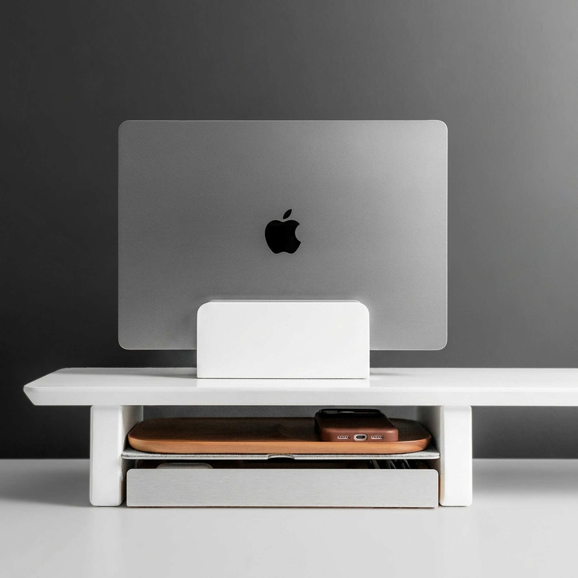 Vertical Laptop Stand | Adjustable | White